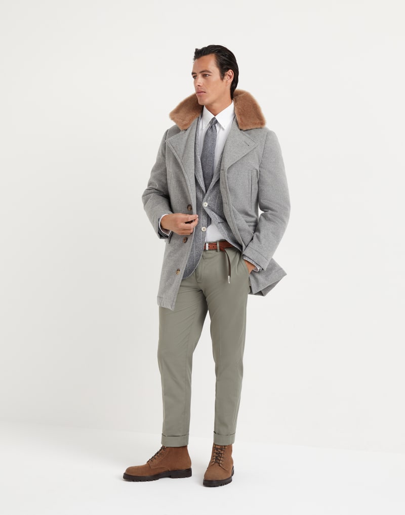 BRUNELLO CUCINELLI MEN'S MILITARY COTTON TAPERED TROUSERS