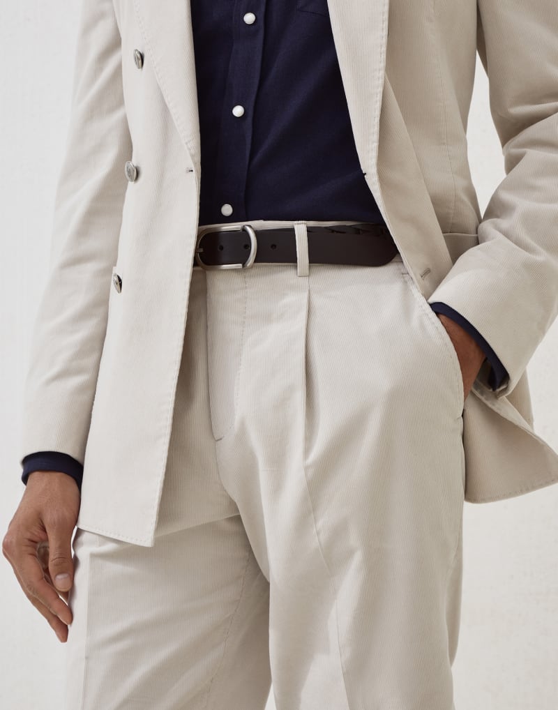 BRUNELLO CUCINELLI MEN'S ICE COTTON PLEATED TROUSERS