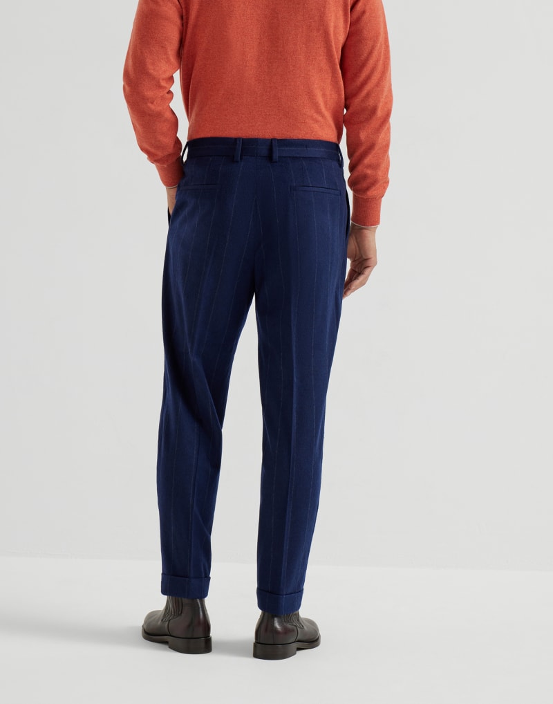 BRUNELLO CUCINELLI MEN'S COLORFUL BLUE WOOL TROUSERS