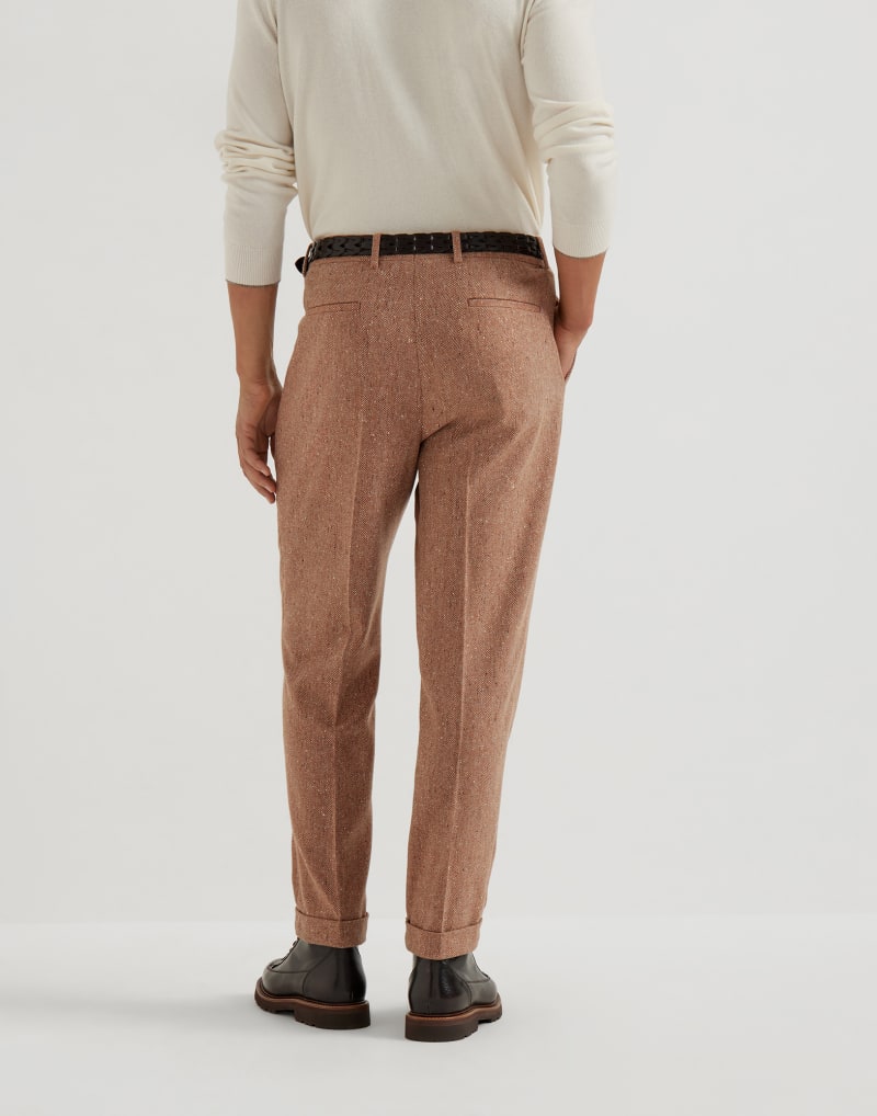 BRUNELLO CUCINELLI MEN'S AUTUMN CAPSULES WOOL BLEND PLEATED TROUSERS
