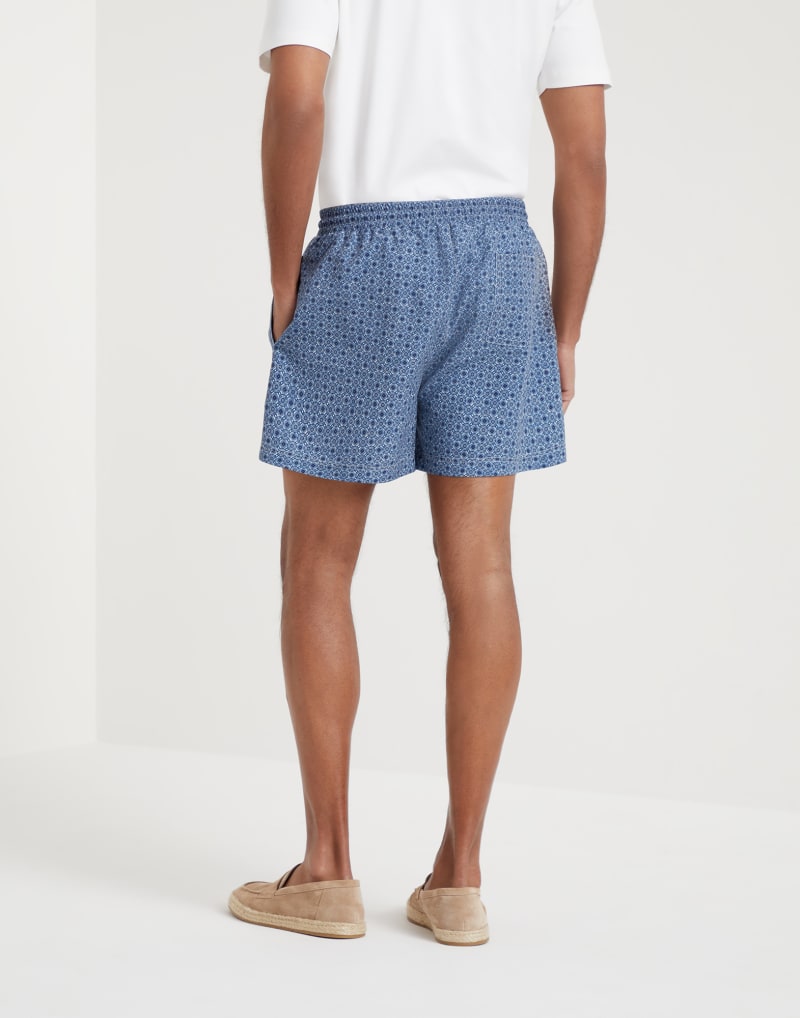 BRUNELLO CUCINELLI MEN'S OCEAN PATTERNED SWIM SHORTS