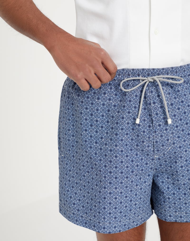 BRUNELLO CUCINELLI MEN'S OCEAN PATTERNED SWIM SHORTS