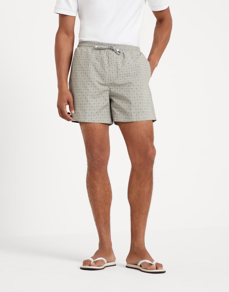 BRUNELLO CUCINELLI MEN'S SAGE PATTERNED SWIM SHORTS