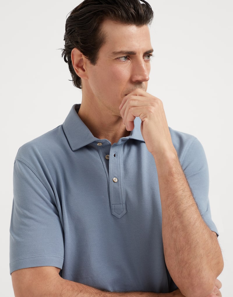 BRUNELLO CUCINELLI MEN'S CELESTIAL COTTON POLO SHIRT