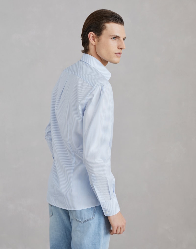 BRUNELLO CUCINELLI MEN'S CELESTE STRIPED COTTON BUTTON DOWN SHIRT