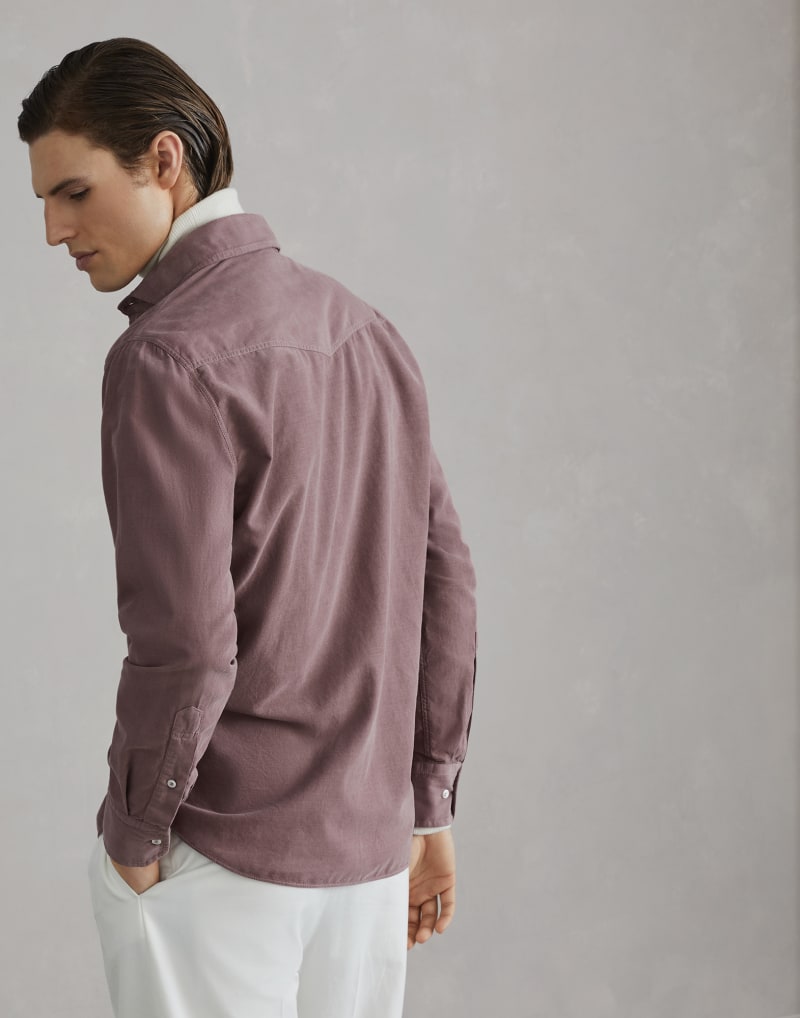 BRUNELLO CUCINELLI MEN'S ONION COTTON WESTERN SHIRT