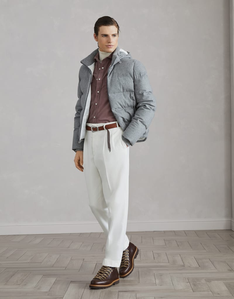 BRUNELLO CUCINELLI MEN'S ONION COTTON WESTERN SHIRT