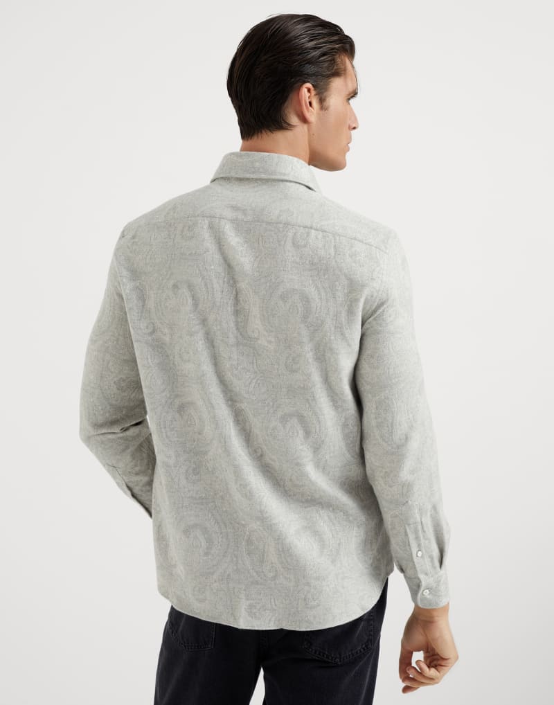 BRUNELLO CUCINELLI MEN'S PEARL PAISLEY COTTON SHIRT