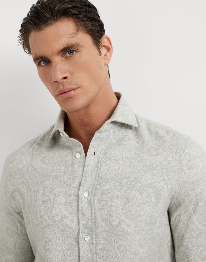 BRUNELLO CUCINELLI MEN'S PEARL PAISLEY COTTON SHIRT