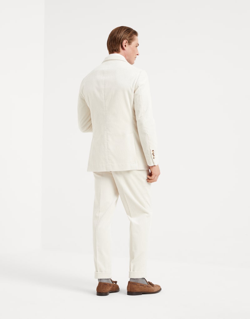 BRUNELLO CUCINELLI MEN'S MILK DOUBLE BREASTED COTTON SUIT