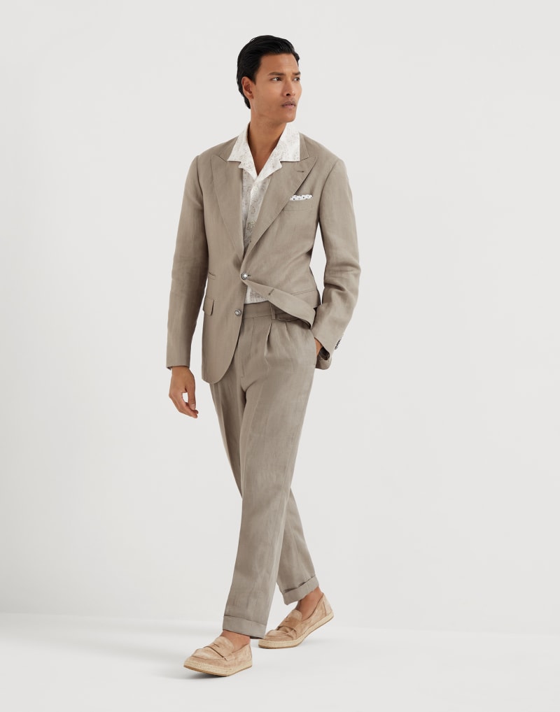BRUNELLO CUCINELLI MEN'S SAGE LINEN SUIT