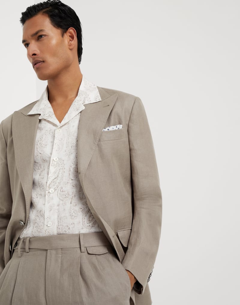 BRUNELLO CUCINELLI MEN'S SAGE LINEN SUIT