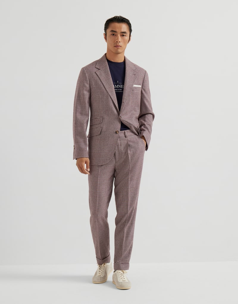 BRUNELLO CUCINELLI MEN'S PURPLE WOOL SILK CHECKED SUIT