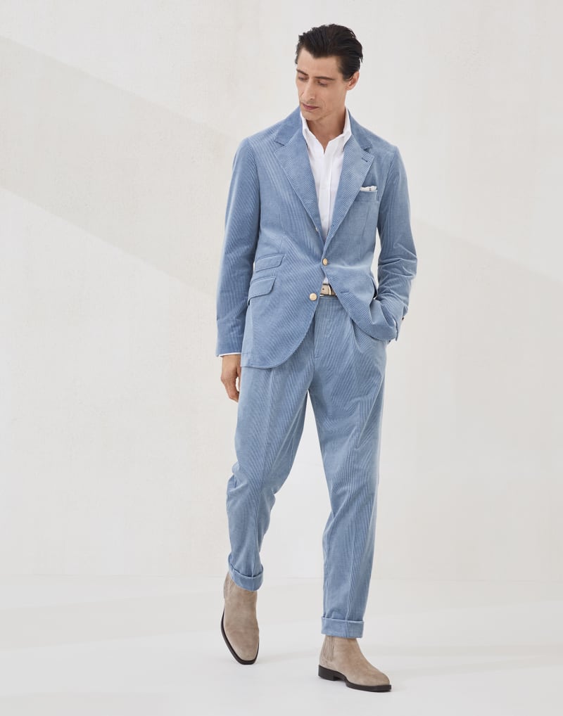 BRUNELLO CUCINELLI MEN'S CLOUD COTTON WOOL BLEND SUIT
