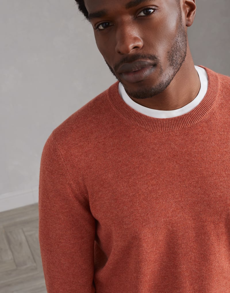 BRUNELLO CUCINELLI MEN'S LOBSTER WOOL CREW NECK SWEATER
