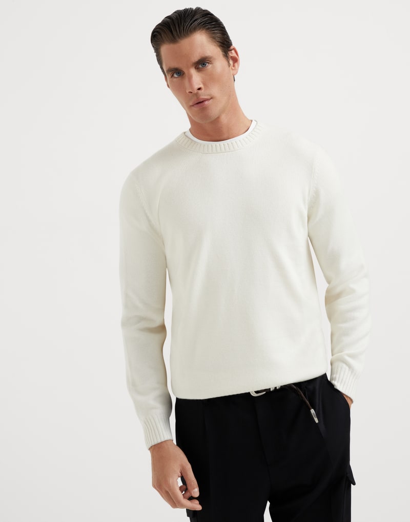 BRUNELLO CUCINELLI MEN'S PANAMA WOOL CREWNECK SWEATER