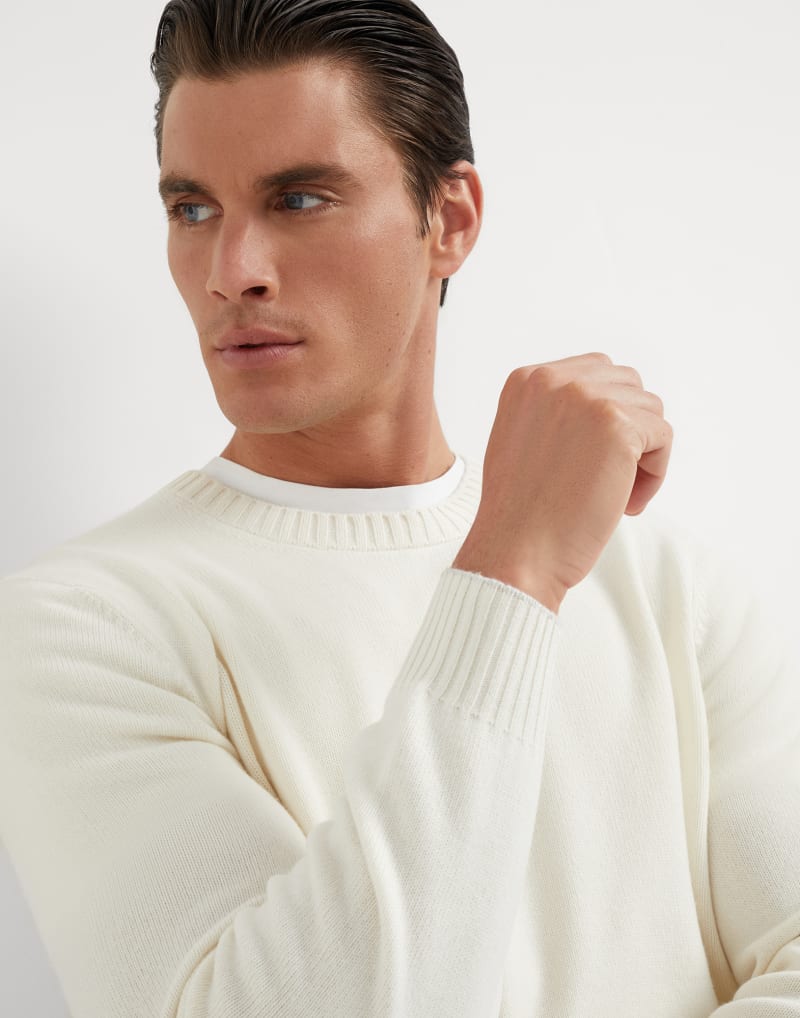 BRUNELLO CUCINELLI MEN'S PANAMA WOOL CREWNECK SWEATER