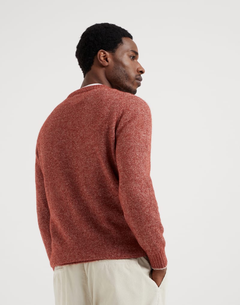 BRUNELLO CUCINELLI MEN'S CORAL WOOL BLEND CREWNECK SWEATER