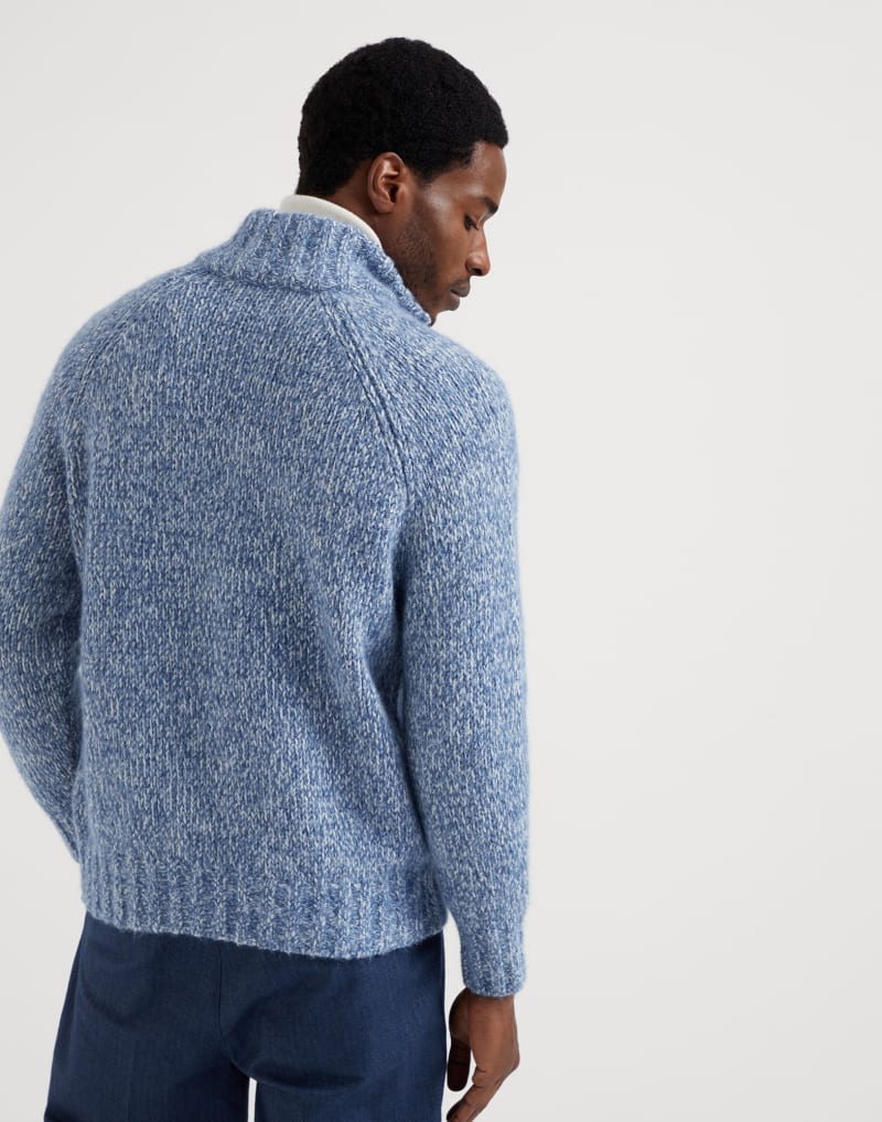 BRUNELLO CUCINELLI MEN'S CELESTE WOOL BLEND ZIP FRONT SWEATER