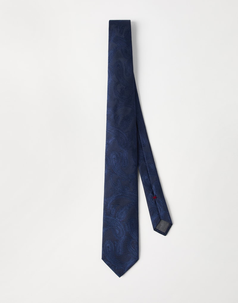 BRUNELLO CUCINELLI MEN'S SAPPHIRE SILK JACQUARD TIE