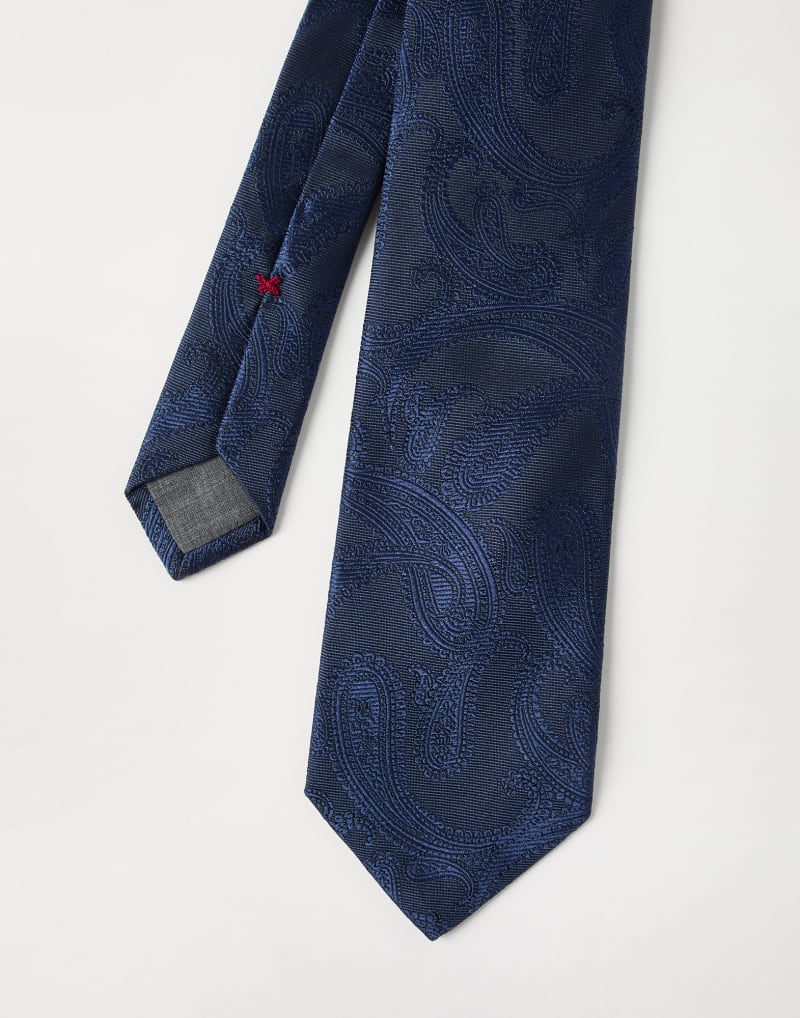 BRUNELLO CUCINELLI MEN'S SAPPHIRE SILK JACQUARD TIE