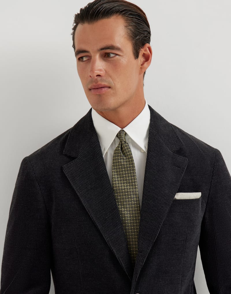 BRUNELLO CUCINELLI MEN'S KAKY SILK PATTERNED TIE