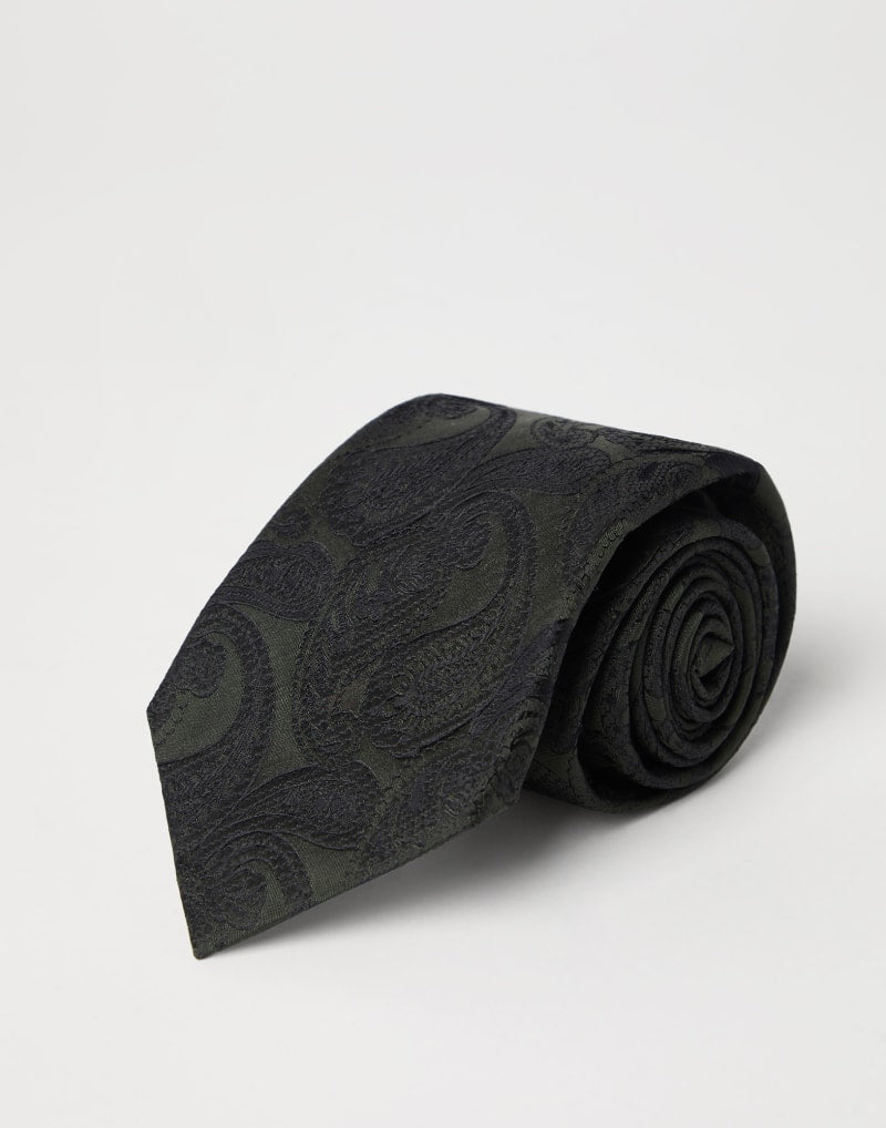 BRUNELLO CUCINELLI MEN'S LEAD AND MILITARY PAISLEY SILK TIE