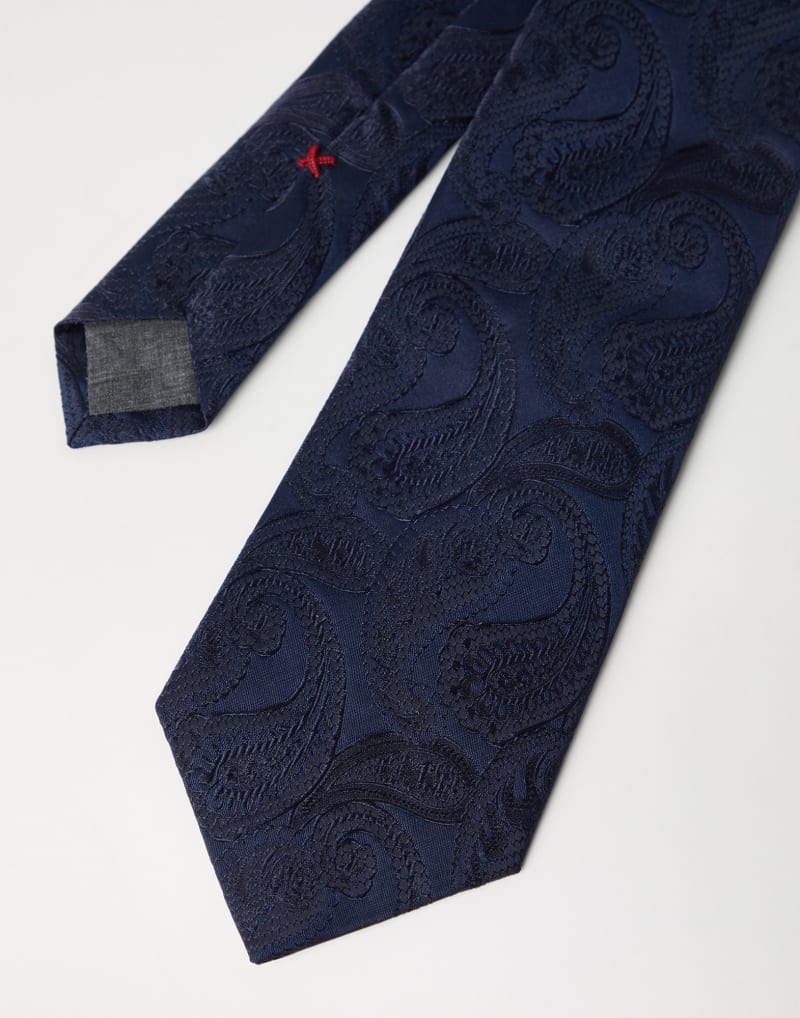 BRUNELLO CUCINELLI MEN'S NAVY SILK PAISLEY TIE