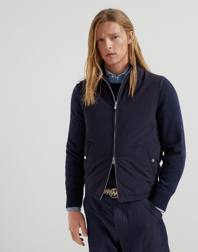 BRUNELLO CUCINELLI MEN'S NAVY ZIP FRONT VEST