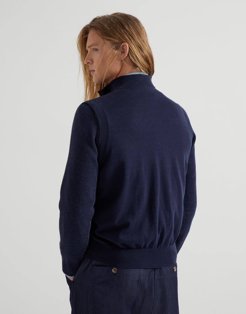BRUNELLO CUCINELLI MEN'S NAVY ZIP FRONT VEST