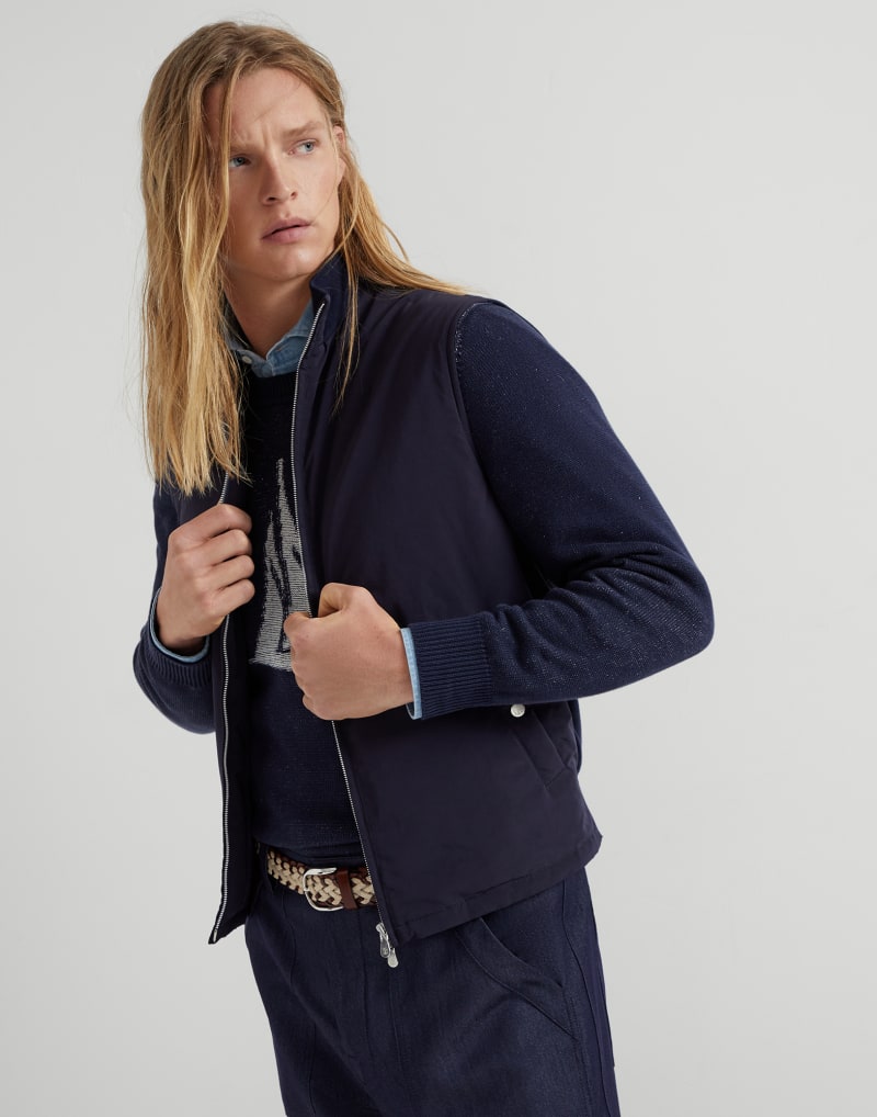 BRUNELLO CUCINELLI MEN'S NAVY ZIP FRONT VEST