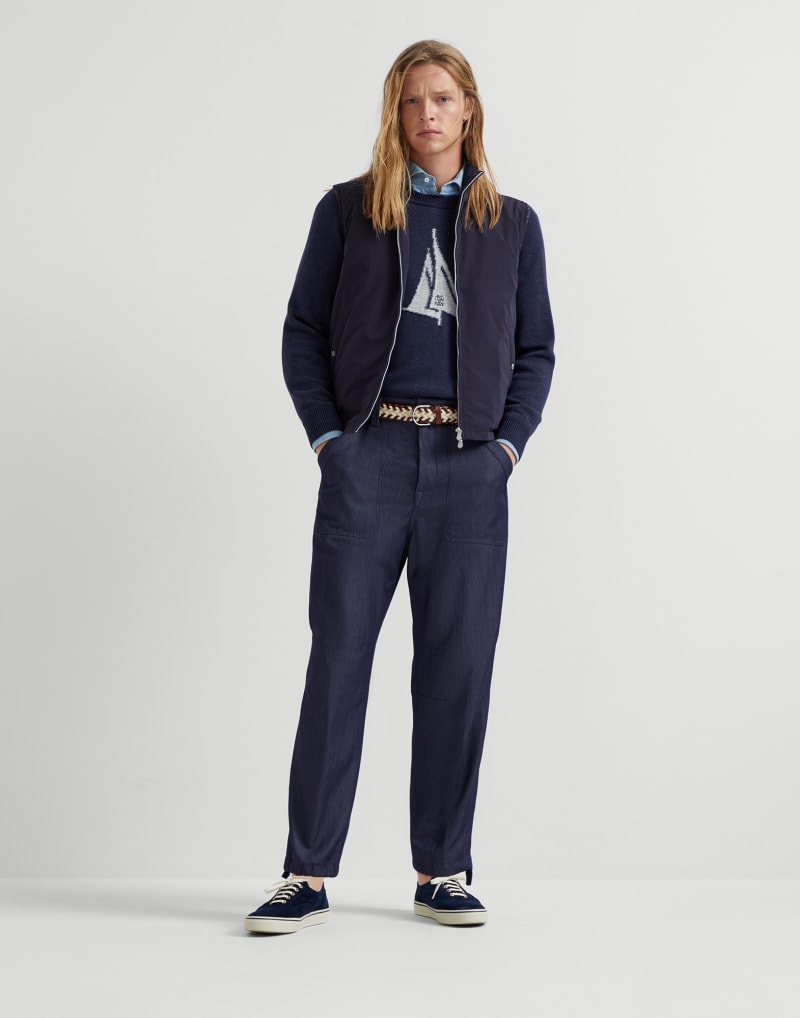 BRUNELLO CUCINELLI MEN'S NAVY ZIP FRONT VEST