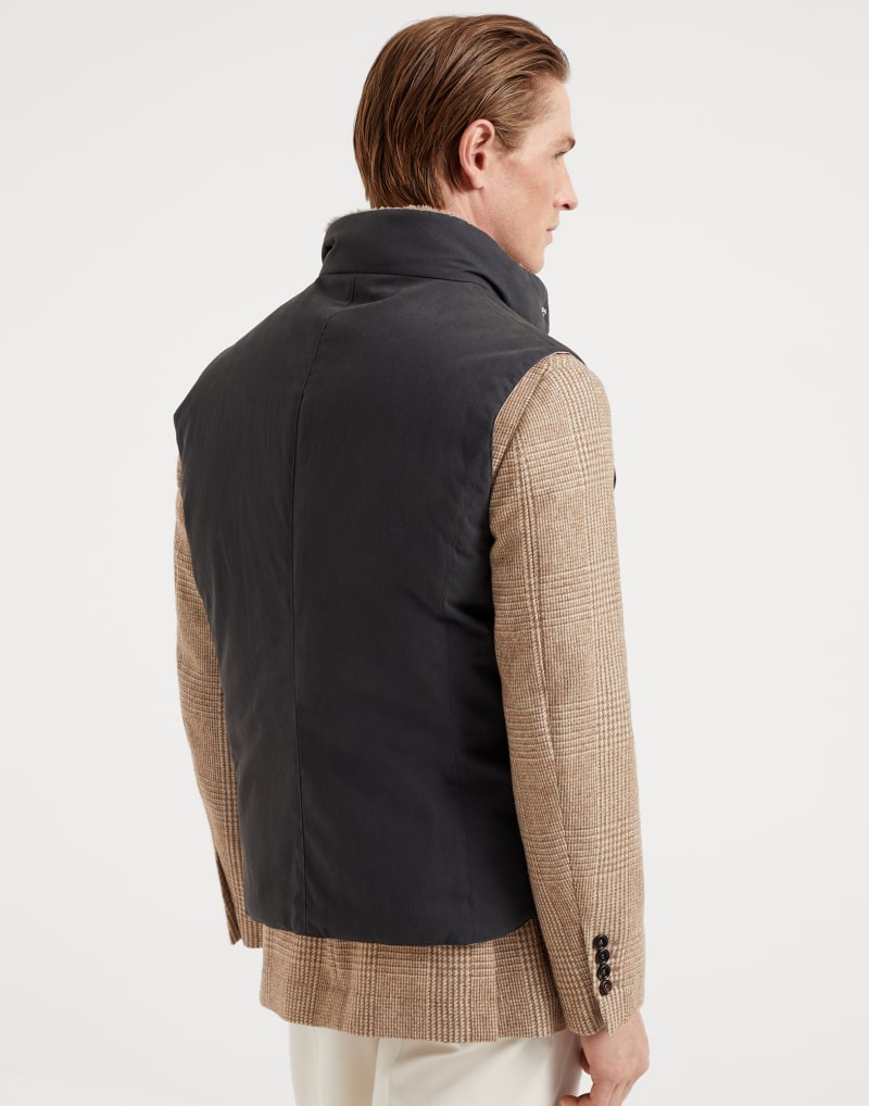 BRUNELLO CUCINELLI MEN'S ANTHRACITE AND LINSEED TWO TONE VEST