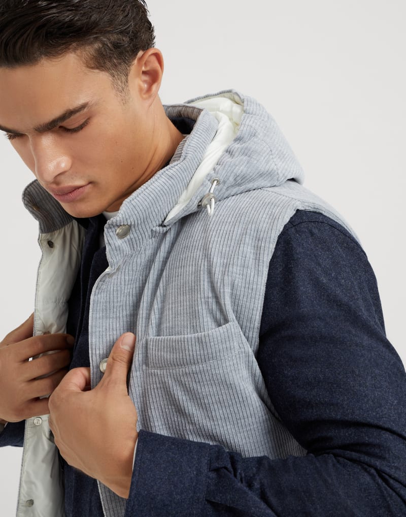 BRUNELLO CUCINELLI MEN'S LIGHT GREY CORDUROY VEST