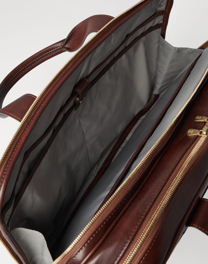 BRUNELLO CUCINELLI MEN'S BURGUNDY LEATHER BRIEFCASE