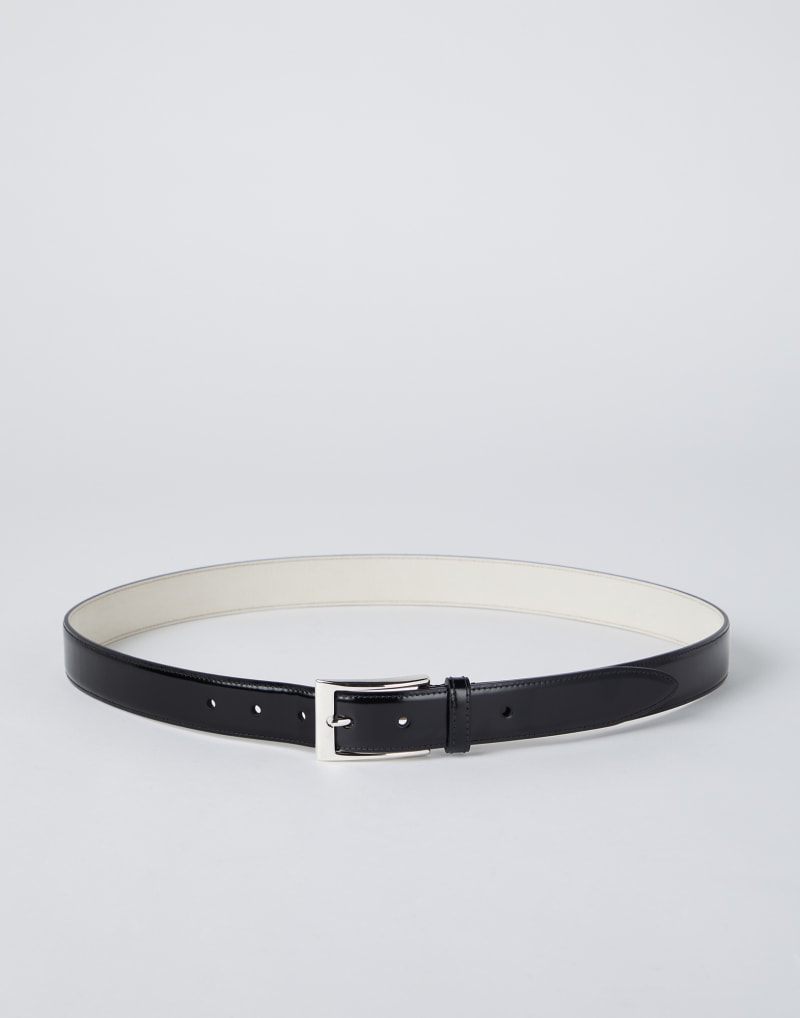 BRUNELLO CUCINELLI MEN'S BLACK LEATHER BELT