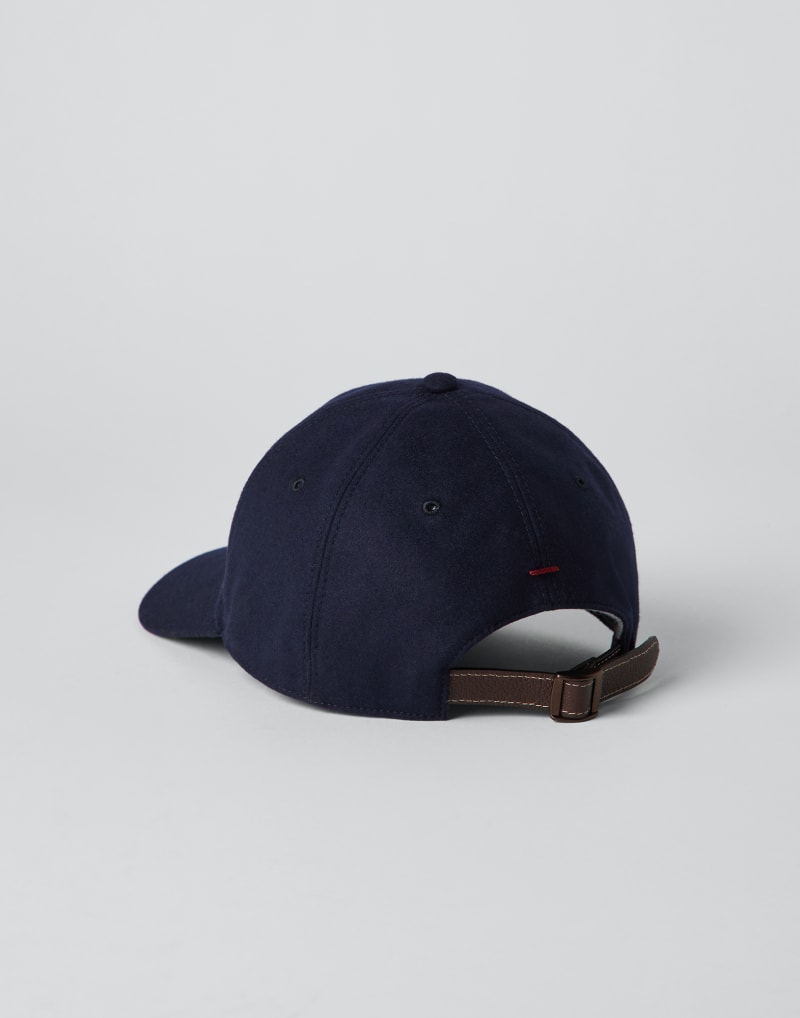 BRUNELLO CUCINELLI MEN'S BLUE WOOL SILK BASEBALL HAT