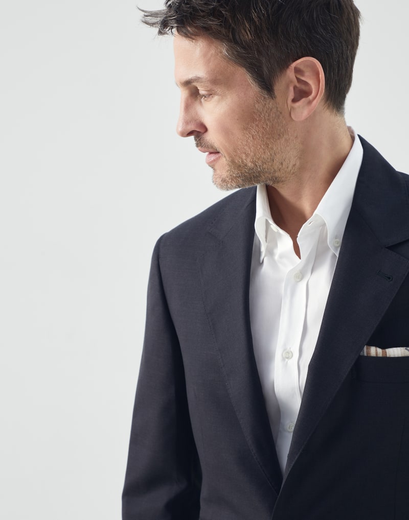 BRUNELLO CUCINELLI MEN'S ANTHRACITE WOOL SILK BLAZER