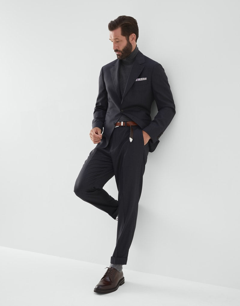 BRUNELLO CUCINELLI MEN'S ANTHRACITE WOOL BLAZER