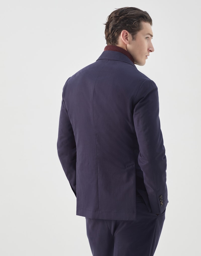 BRUNELLO CUCINELLI MEN'S NAVY COTTON WOOL BLEND BLAZER