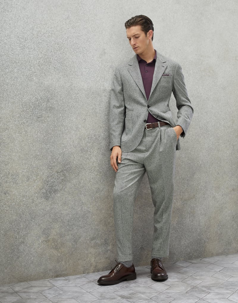 BRUNELLO CUCINELLI MEN'S LIGHT GREY WOOL JACKET