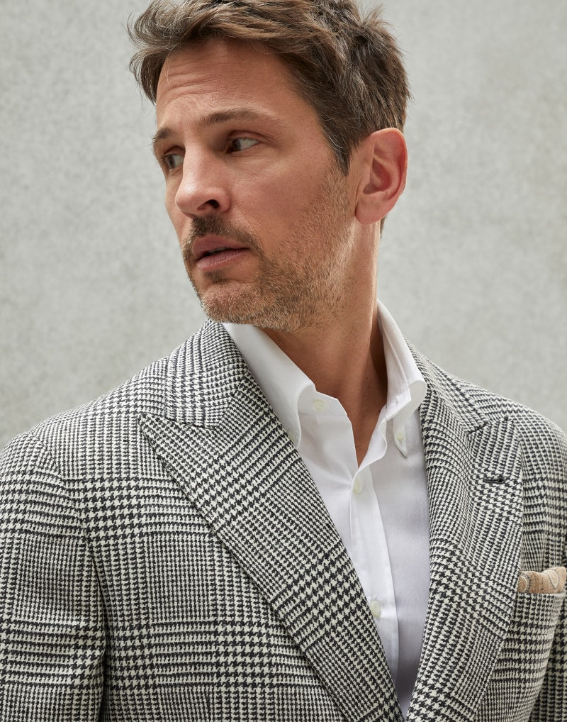 BRUNELLO CUCINELLI MEN'S GREY WOOL DOUBLE BREASTED JACKET