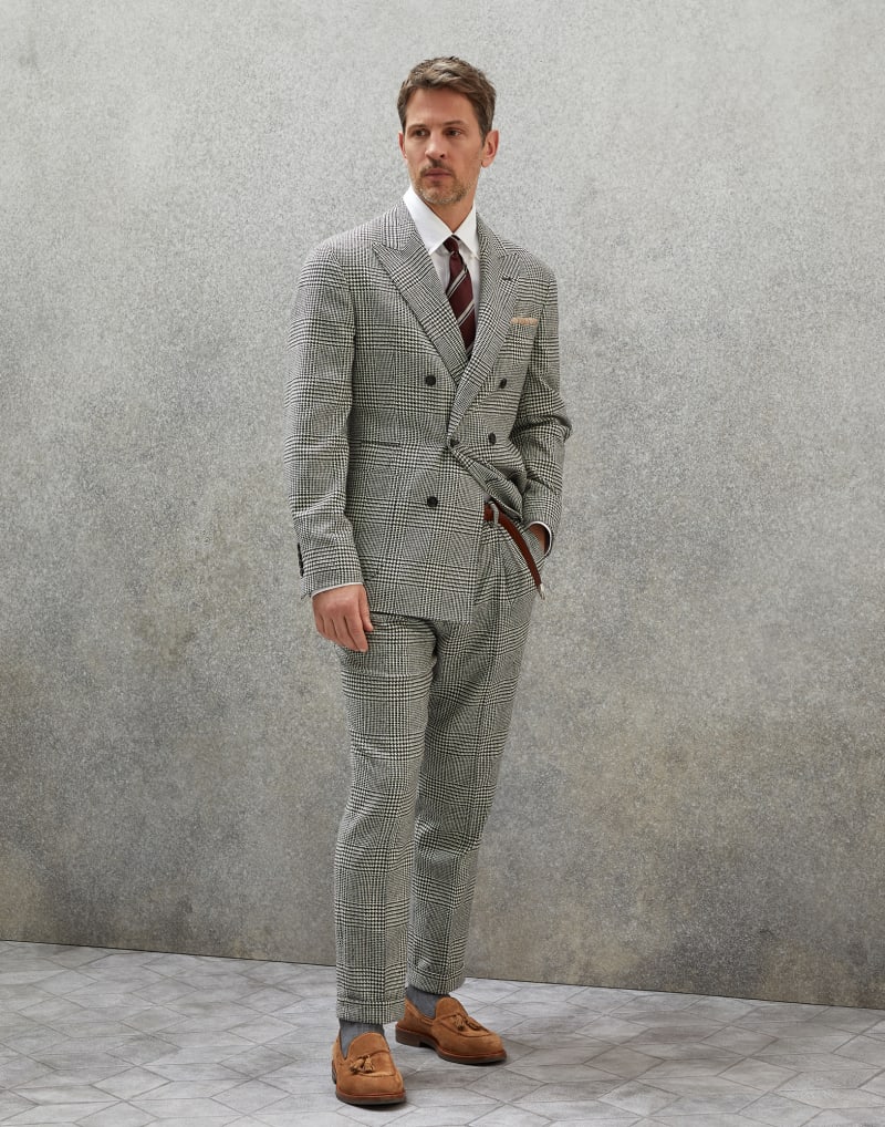 BRUNELLO CUCINELLI MEN'S GREY WOOL DOUBLE BREASTED JACKET