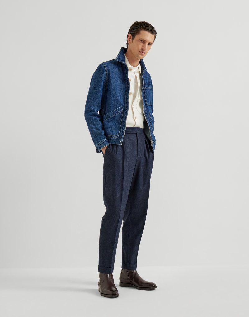 BRUNELLO CUCINELLI MEN'S NIGHT WOOL PLEATED TROUSERS