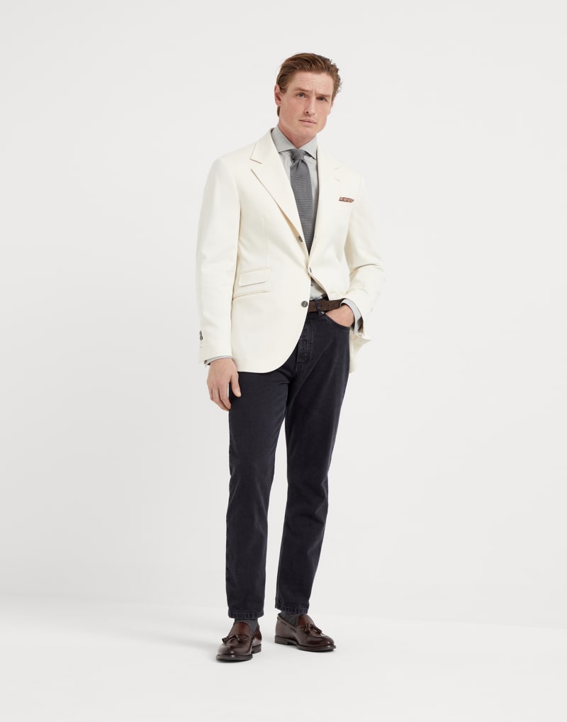 BRUNELLO CUCINELLI MEN'S GREY COTTON WOOL BLEND SHIRT