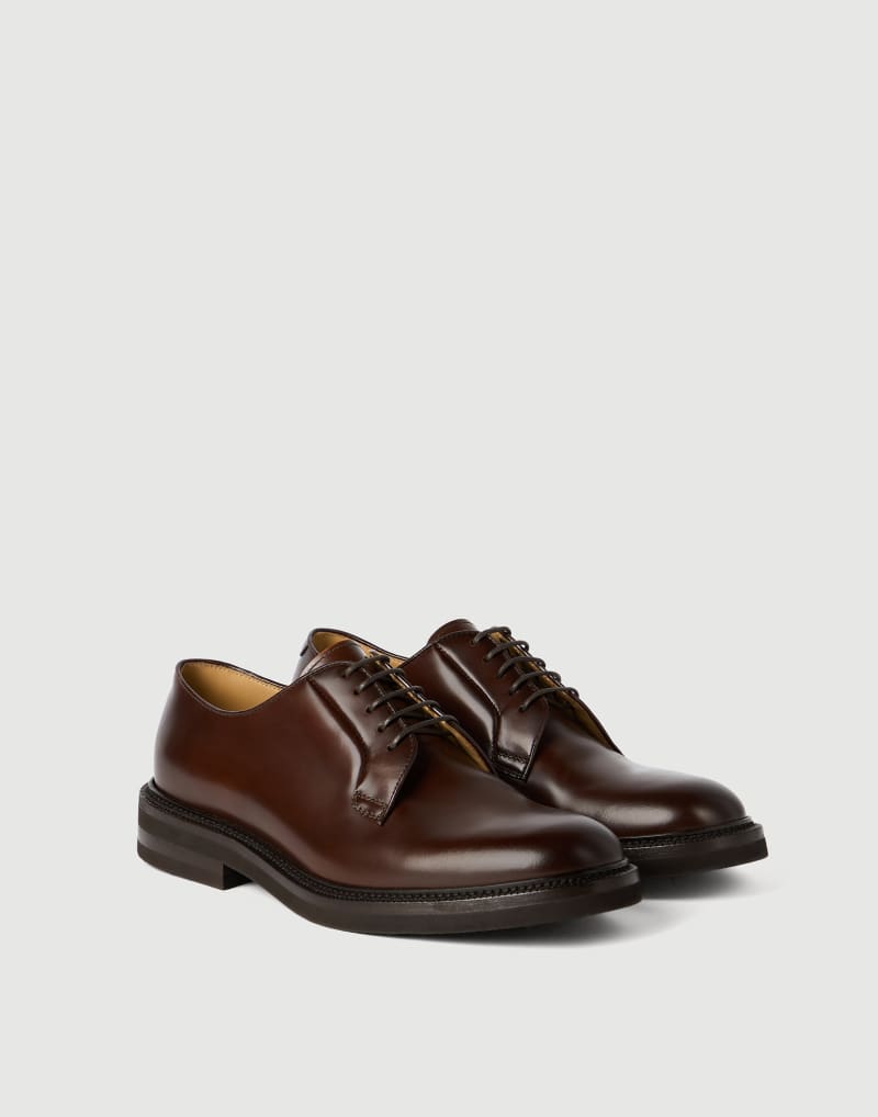 BRUNELLO CUCINELLI MEN'S MUD LEATHER DERBY SHOES