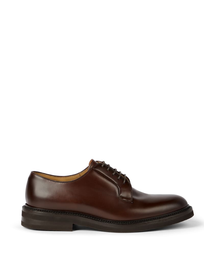 BRUNELLO CUCINELLI MEN'S MUD LEATHER DERBY SHOES