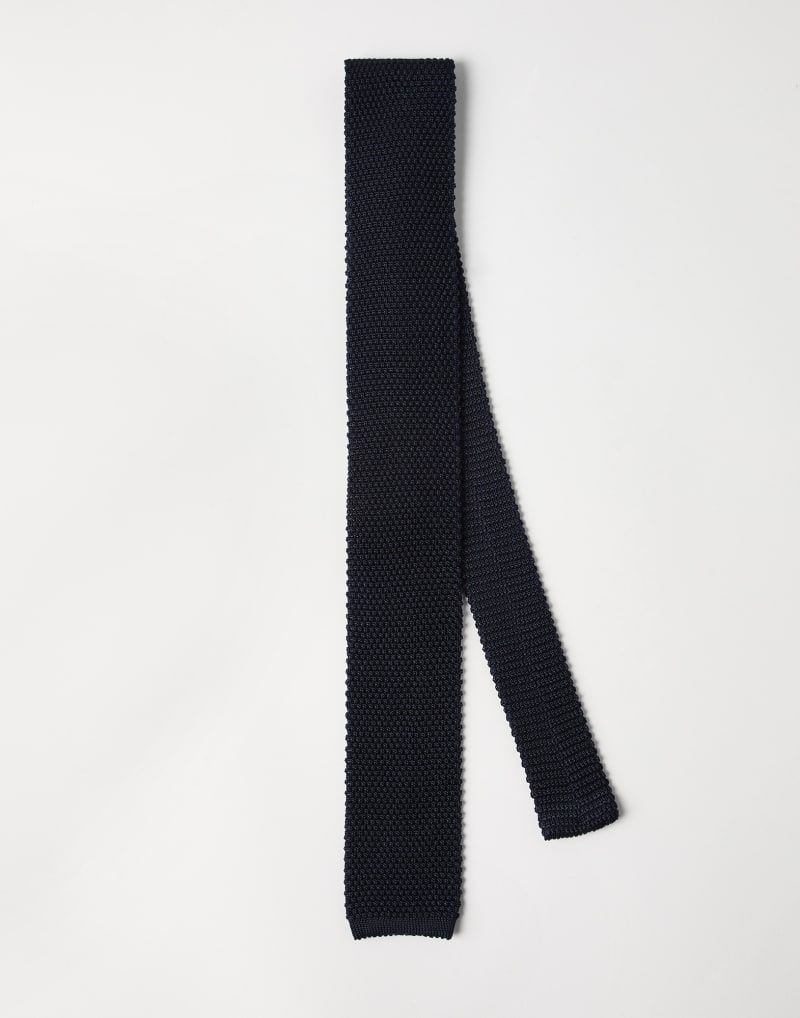 BRUNELLO CUCINELLI MEN'S NAVY SILK KNIT TIE