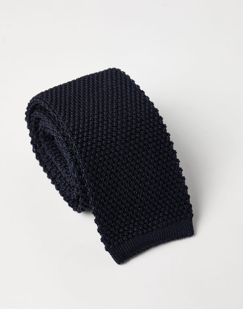 BRUNELLO CUCINELLI MEN'S NAVY SILK KNIT TIE