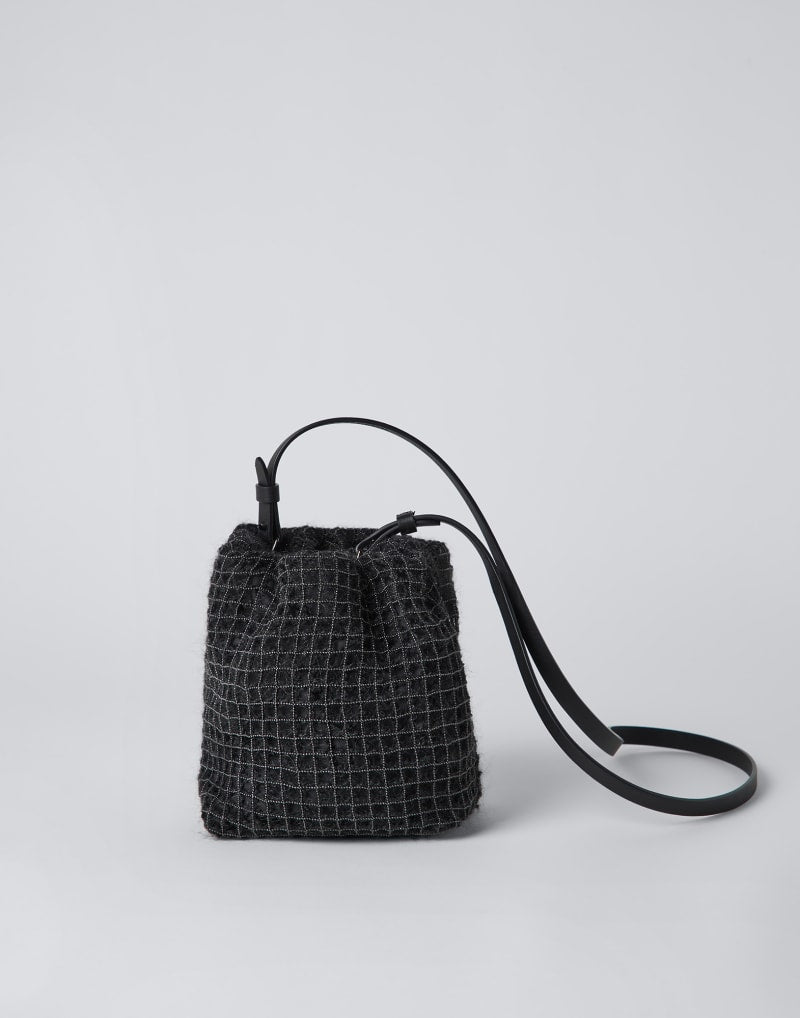 BRUNELLO CUCINELLI WOMEN'S ANTHRACITE TEXTURED SHOULDER BAG